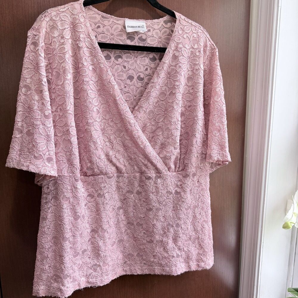 Lace Top 22/24 Pink Stretch Floral Y2K Fairy Grunge Layering Blouse  Fashion Bug